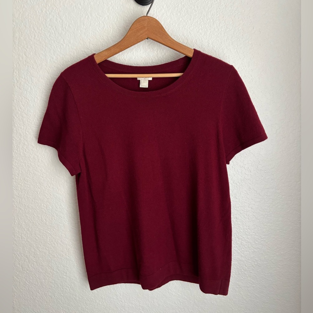 J.Crew Burgundy Short Sleeve Sweater Top